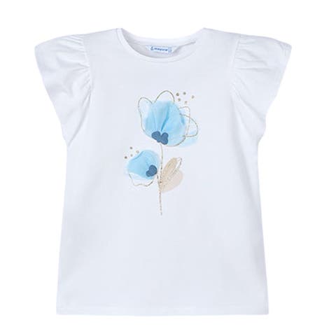 Floral Detail T-Shirt (Toddler, Little Kid & Big Kid)