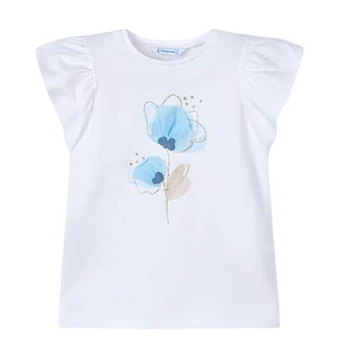 Mayoral Floral Detail T-Shirt in Ivory 