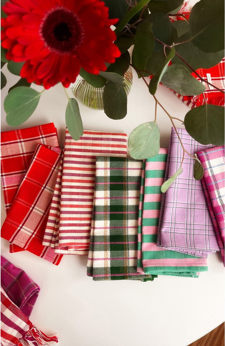 Archive New York Handwoven Holly Cotton Napkin Set of 4, Alternate, color, Red Stripes
