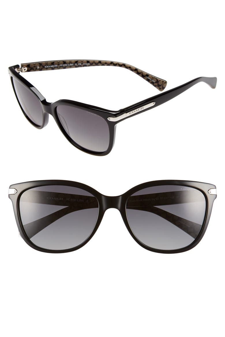 57mm Polarized Retro Sunglasses, Main, color, BLACK/ GREY GRADIENT POLAR