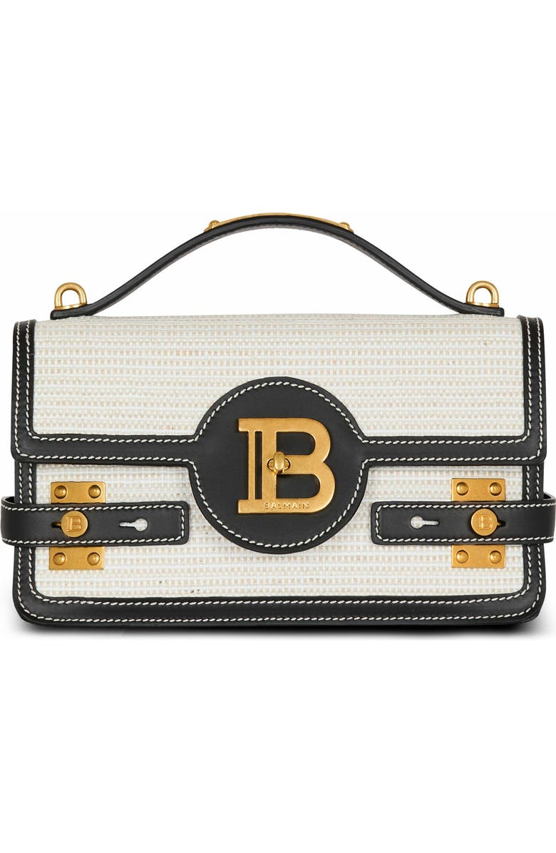 Balmain Raffia B-Buzz Shoulder 24 Bag, Main, color,