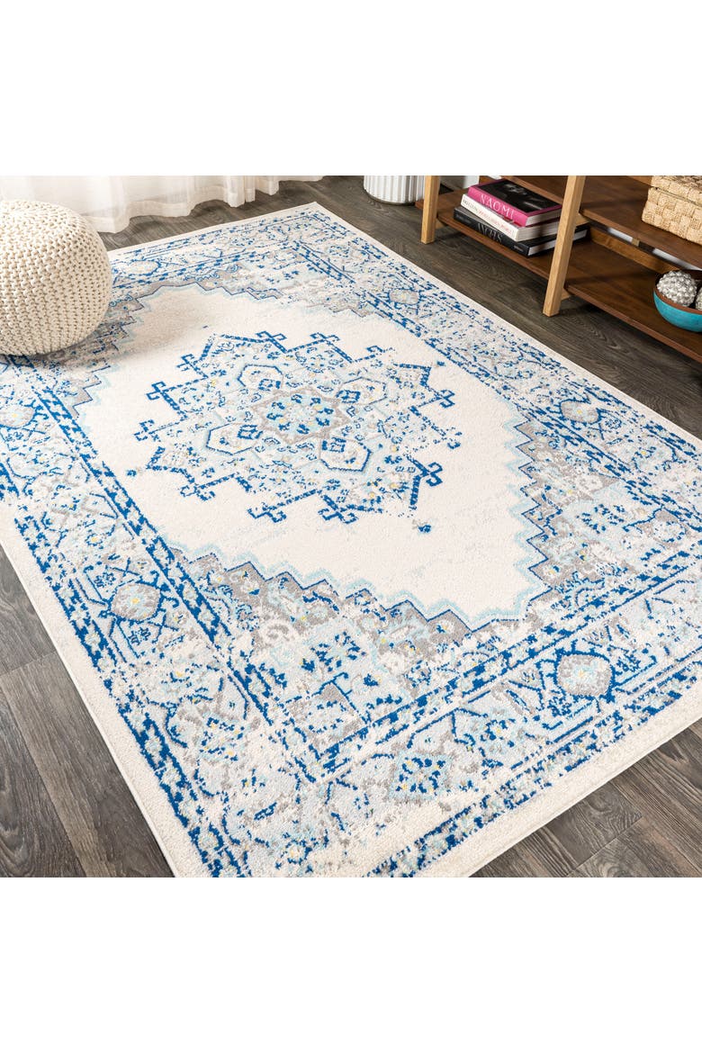 Inigo Cottage Medallion Area Rug, Alternate, color, Blue/Gray