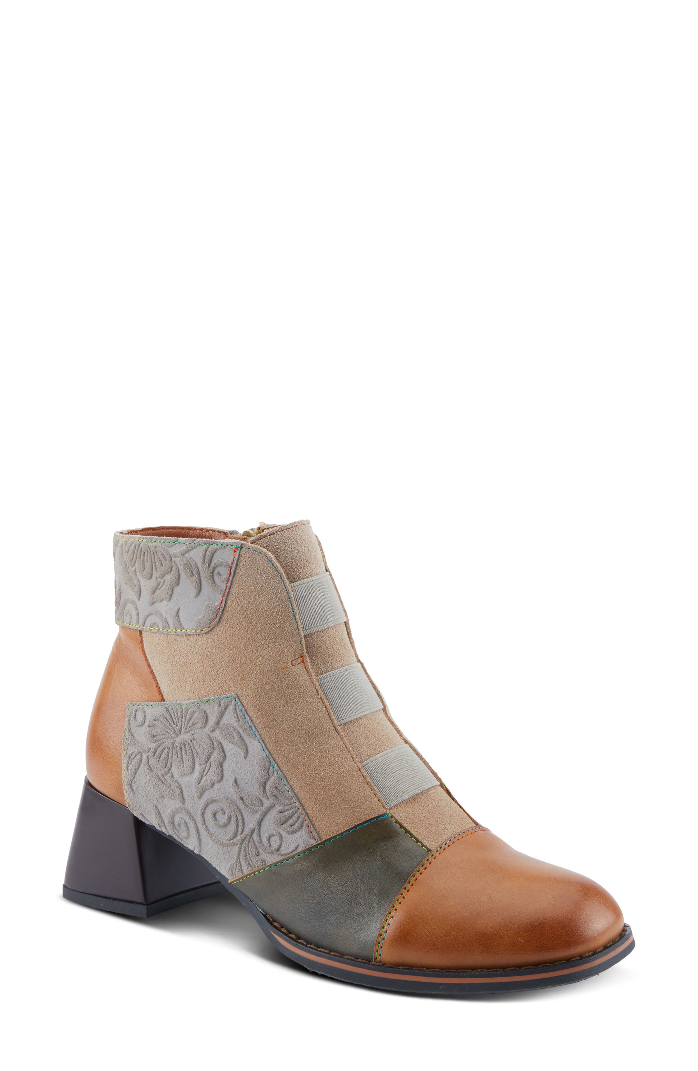 L'Artiste by Spring Step Copine Cap Toe Bootie, Main, color, Tan Multi