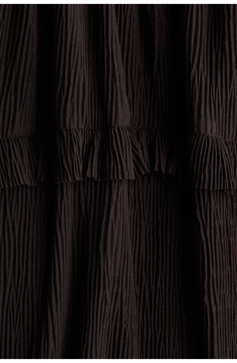 H&M Plissé Jersey Dress, Alternate, color, Dark Brown