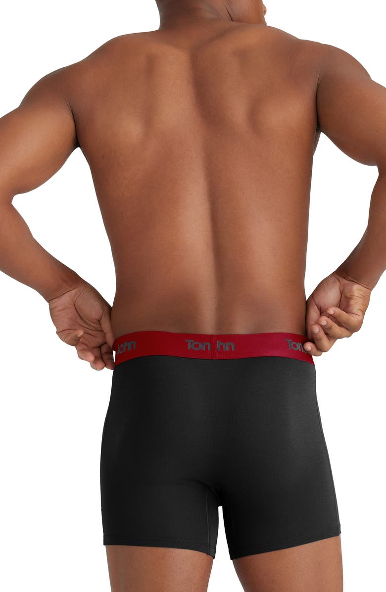 Tommy John Second Skin 4-Inch Boxer Briefs, Alternate, color, Black/ Haute Red Wb