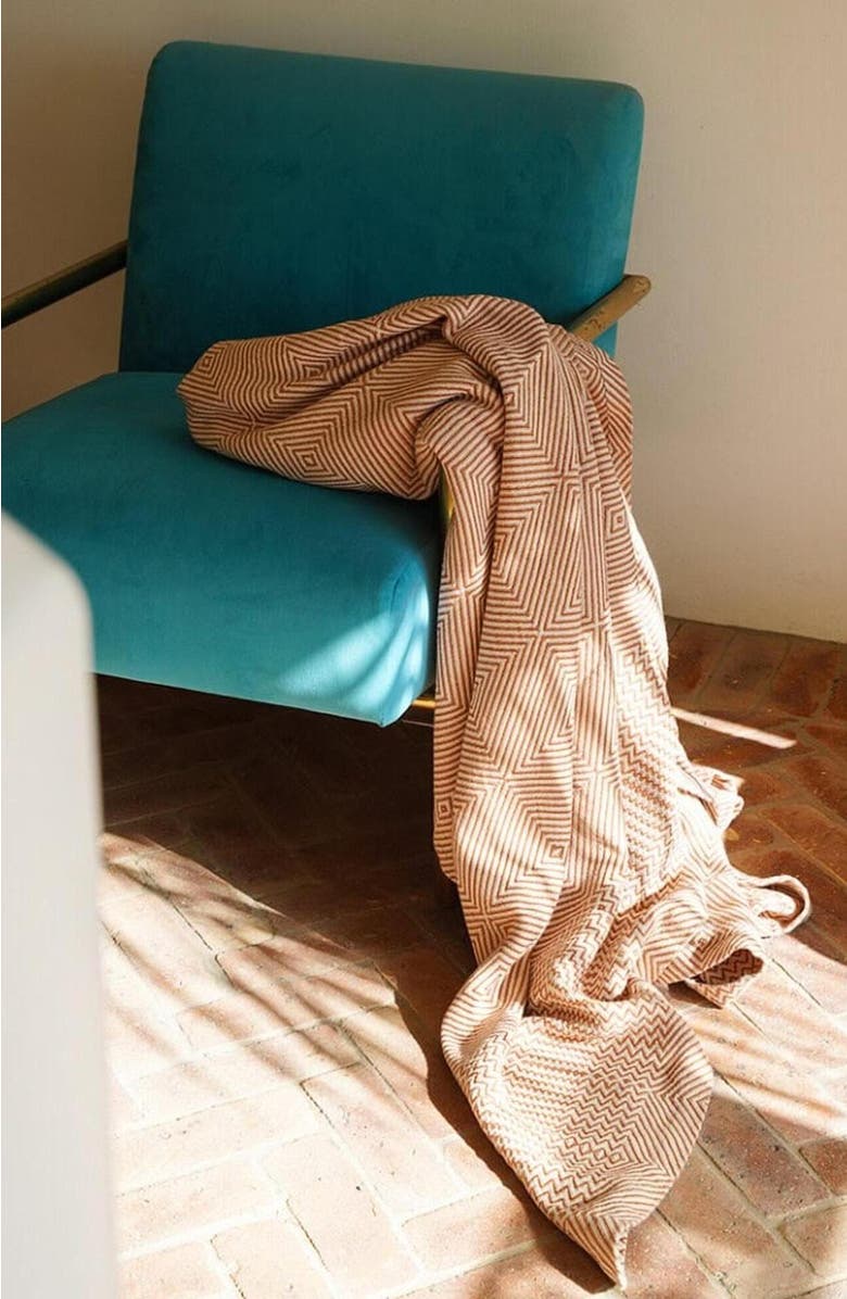 Mungo Throw Cotton Whalebone Blanket, Alternate, color, Copper