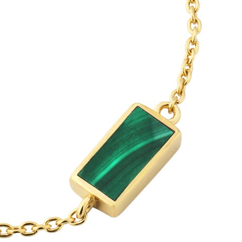 Jan Leslie Single Station Rectangle Dash Necklace In Sterling 18k Gold Overlay In Green