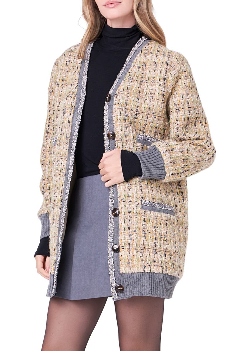English Factory Bouclé Coat, Alternate, color, Beige/ Dark Grey