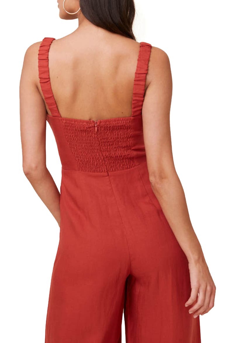 Versaille Sleeveless Wide Leg Jumpsuit, Alternate, color, BURNT RED