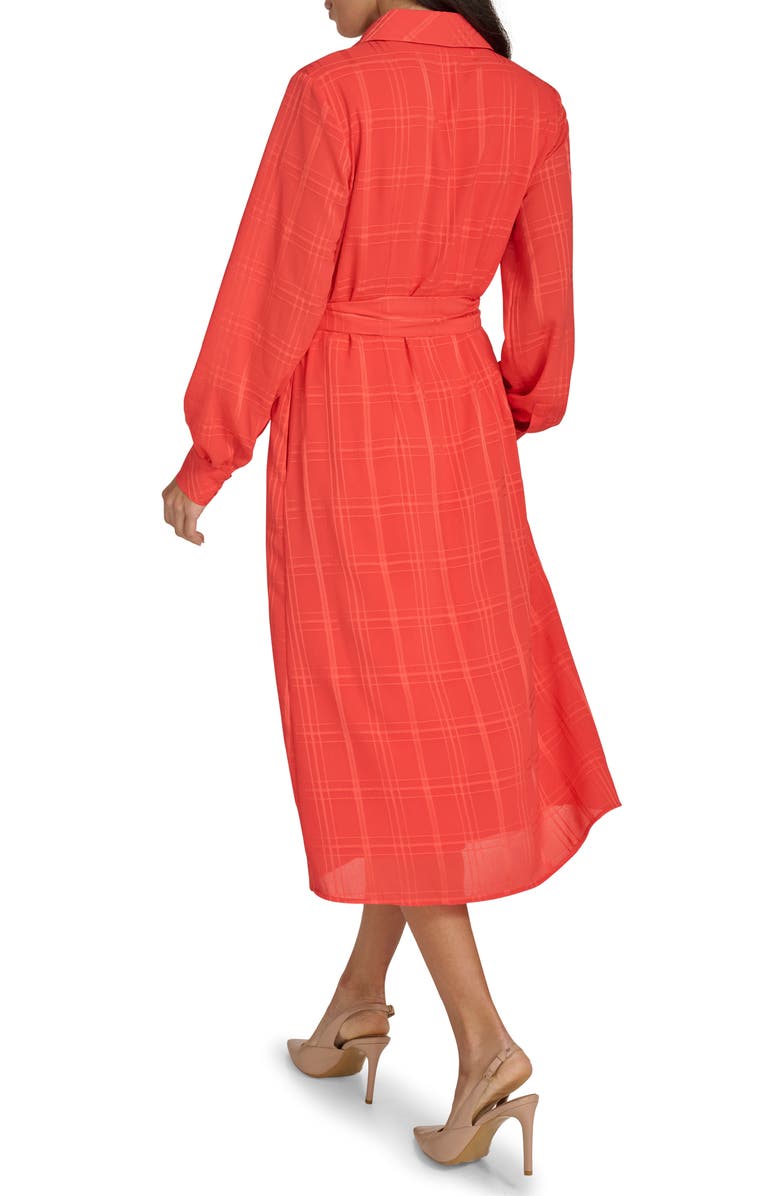 Calvin Klein Plaid Long Sleeve Chiffon Shirtdress, Alternate, color,