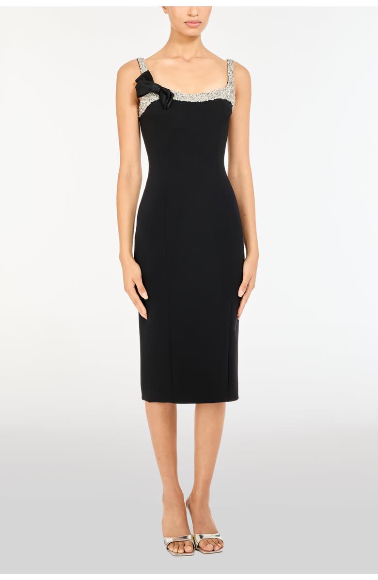 Jenny Packham Lucy Crystal-Embellished Bow Midi Dress, Alternate, color, Liquorice