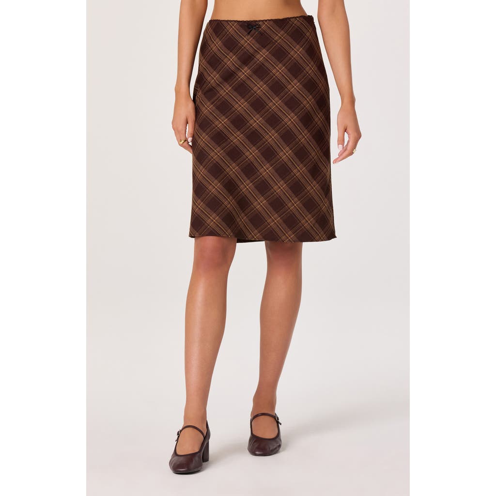 Astr The Label Plaid Slip Skirt In Burgundy