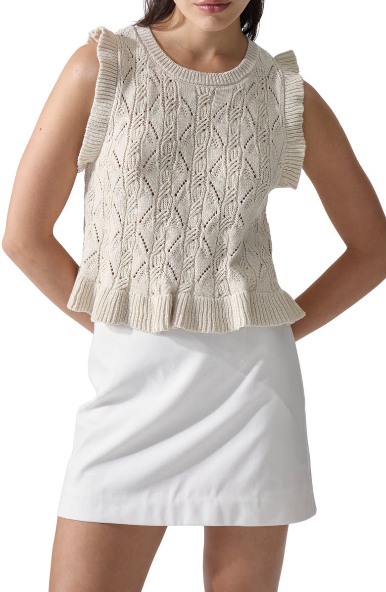 DELUC Genoa Open Stitch Sweater Vest, Main, color, Chalk
