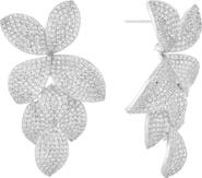 BY ADINA EDEN Pave Fancy Flower Petals Drop Stud Earring