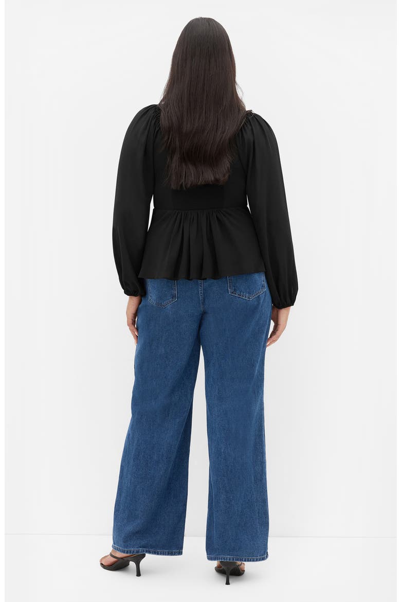 Shayla Ruffle Long Sleeve Top, Alternate, color, BLACK