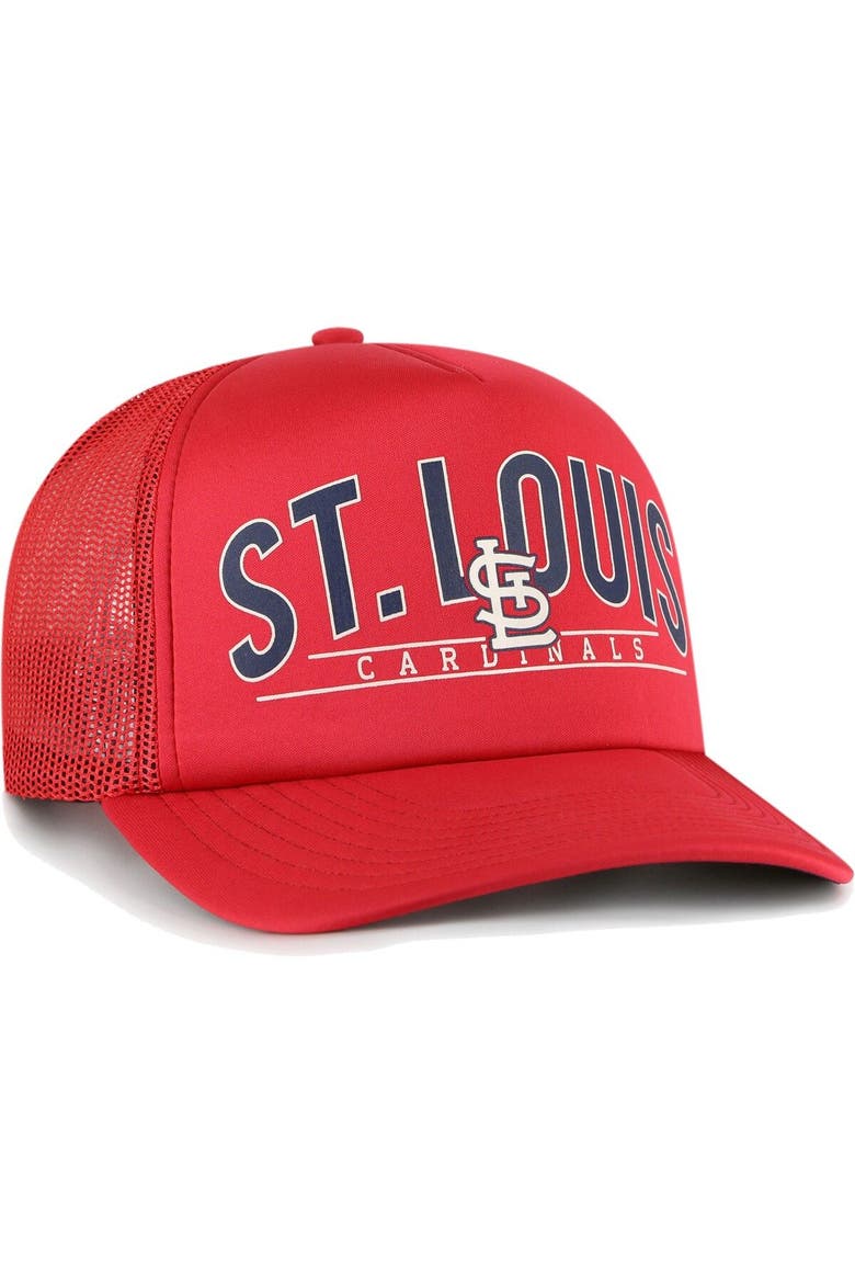 Men's '47 Red St. Louis Cardinals Backhaul Foam Trucker Snapback Hat, Alternate, color, Red