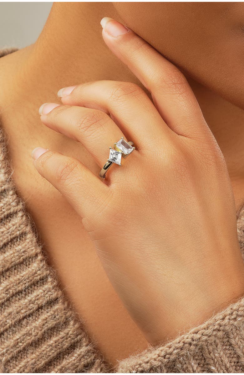 Sterling Forever Penina Cubic Zirconia 2-Stone Ring, Alternate, color,