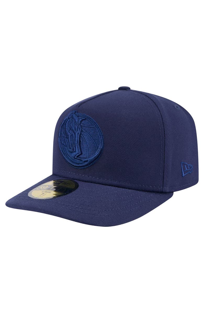 New Era Men's New Era Navy Dallas Mavericks Colorpack A-Frame Pinch Front 59FIFTY Fitted Hat, Main, color, Navy