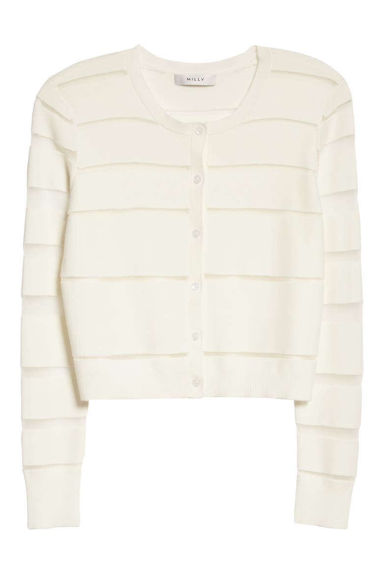 Sheer Stripe Cardigan, Alternate, color, WHITE