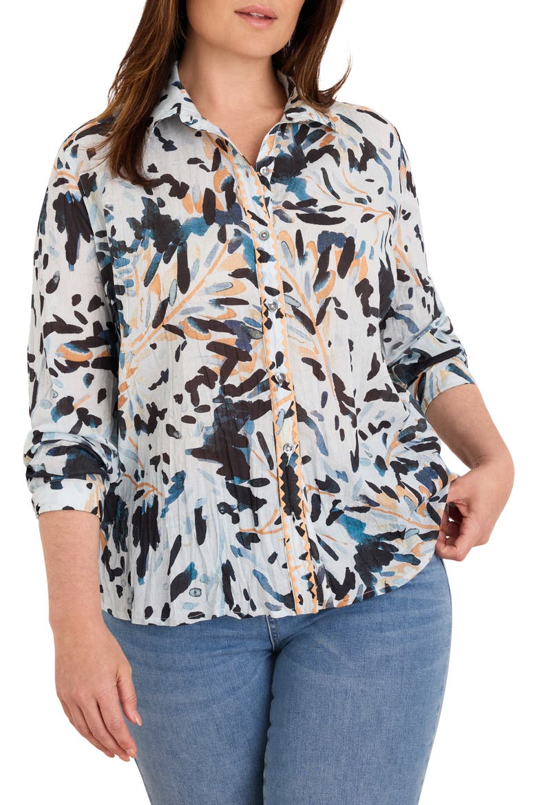 Garden Shade Crinkle Shirt, Main, color, BLUE MULTI