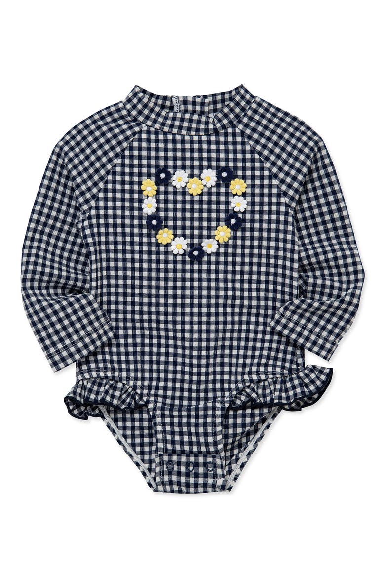 Gingham UPF 50+ One-Piece Rashguard, Alternate, color, BLUE