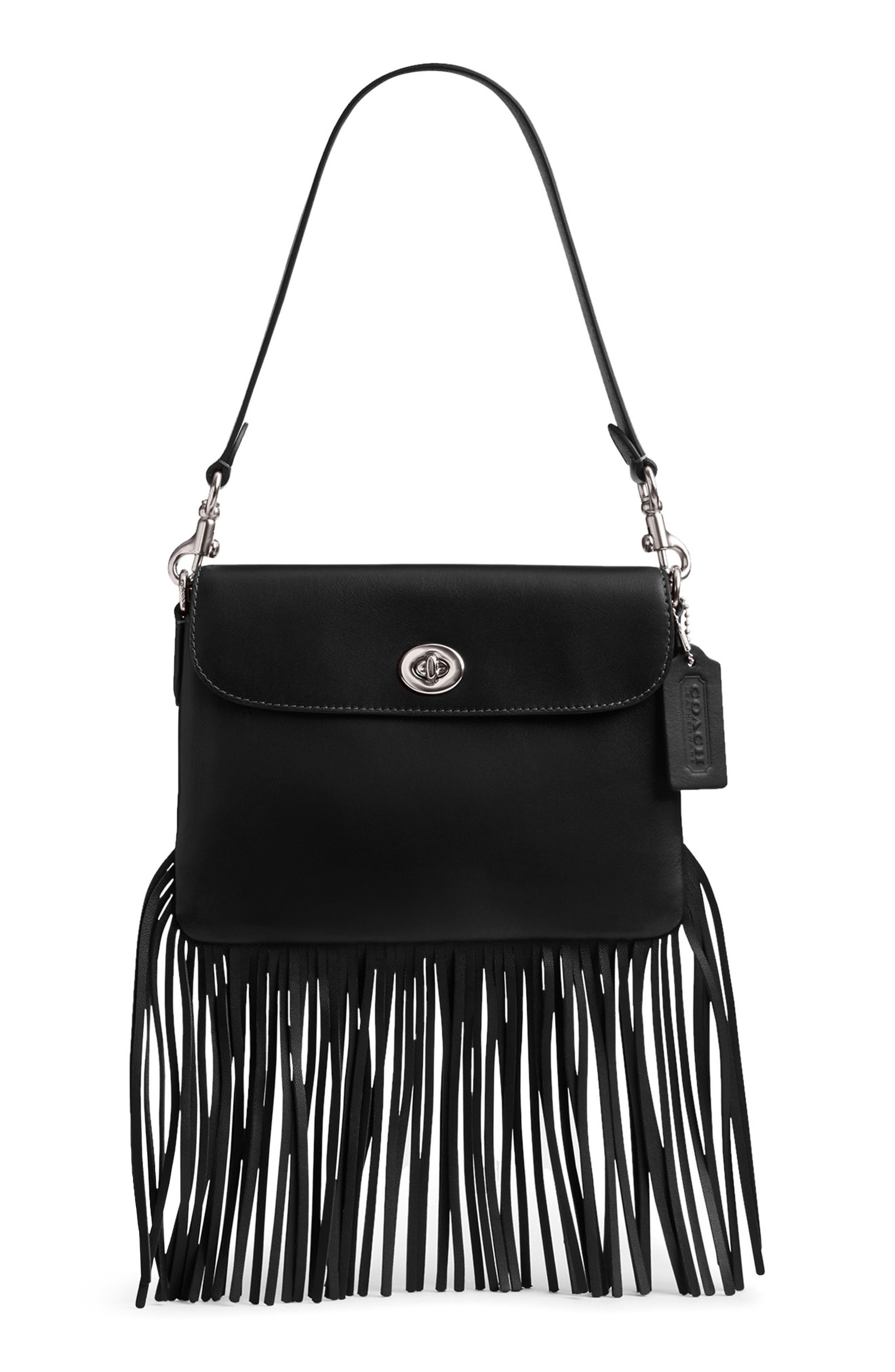 COACH 1964 Glovetanned Leather Fringe Shoulder Bag, Main, color, 