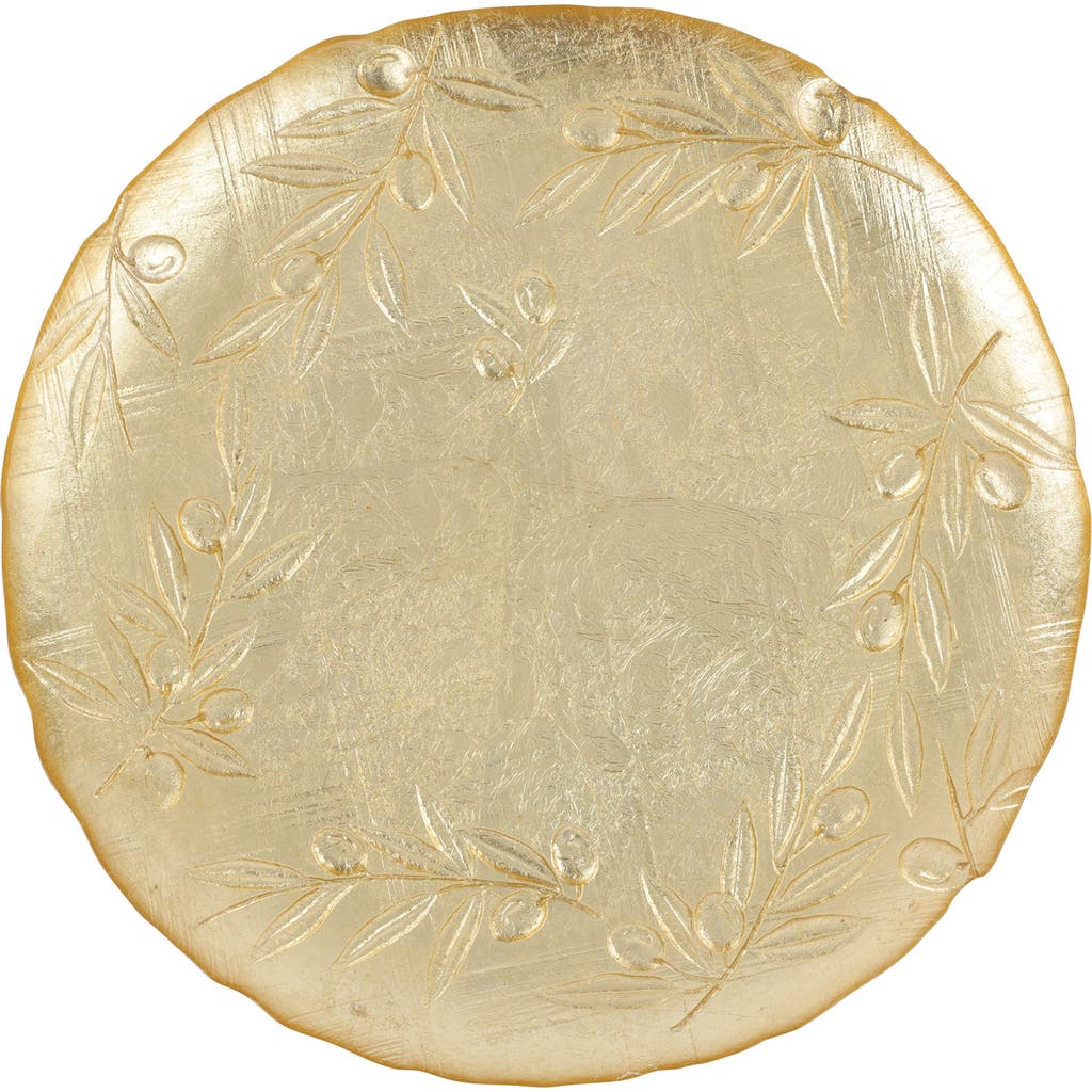 Vietri Moon Glass Olive Round Platter In Gold