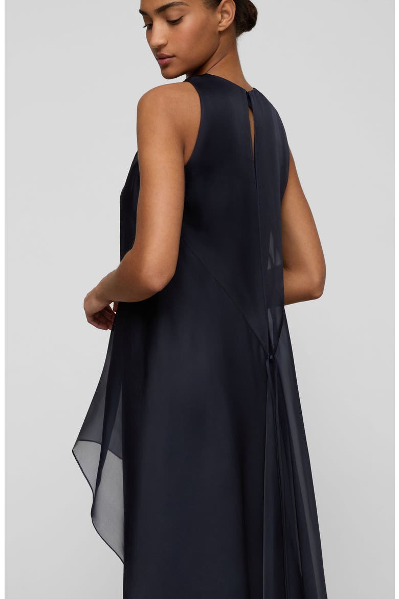 Tie Back Overlay Sleeveless Silk Column Gown, Alternate, color, INK