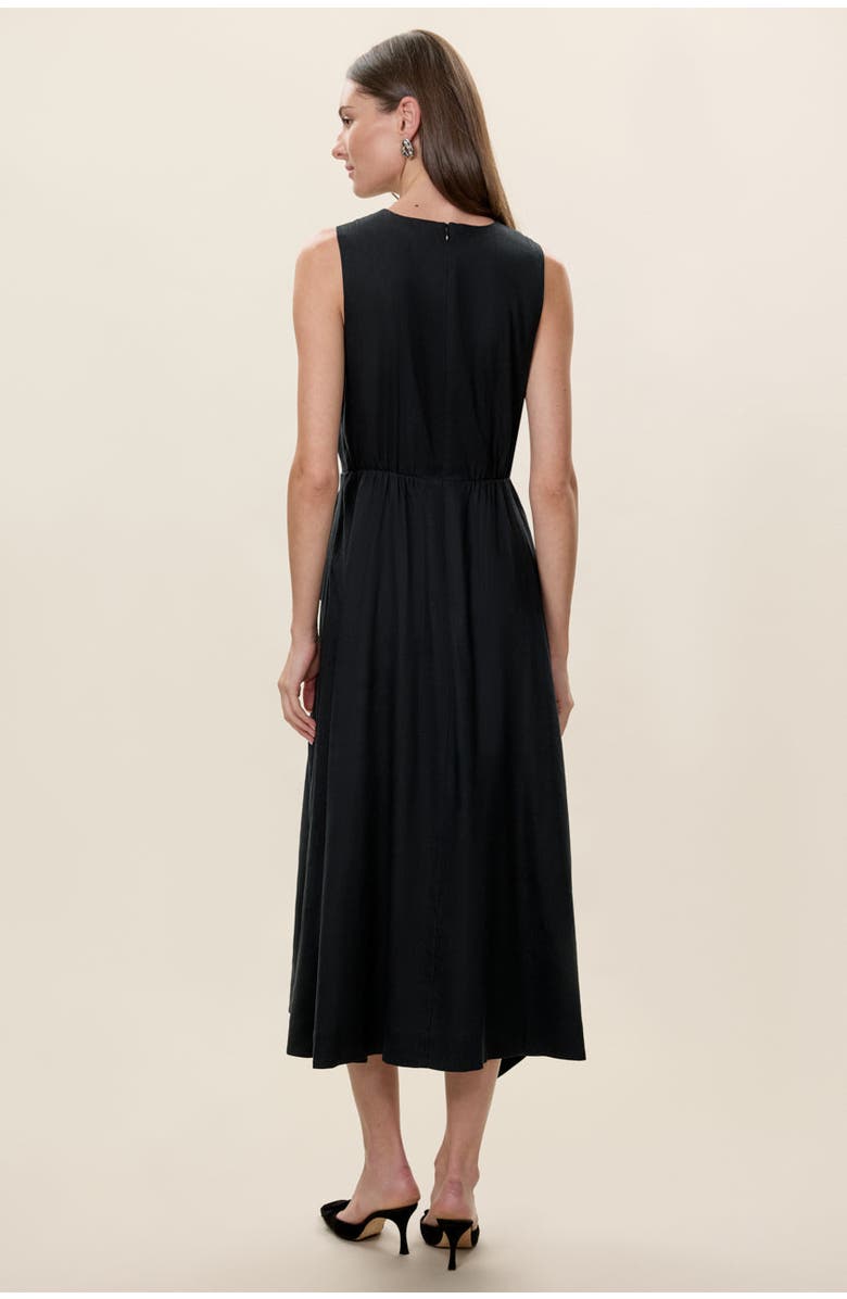 Rebecca Taylor Stretch Linen Dress, Alternate, color, Black