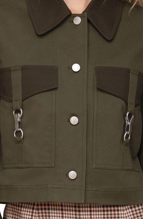 Avec Les Filles Oversize Crop Trucker Jacket In Green