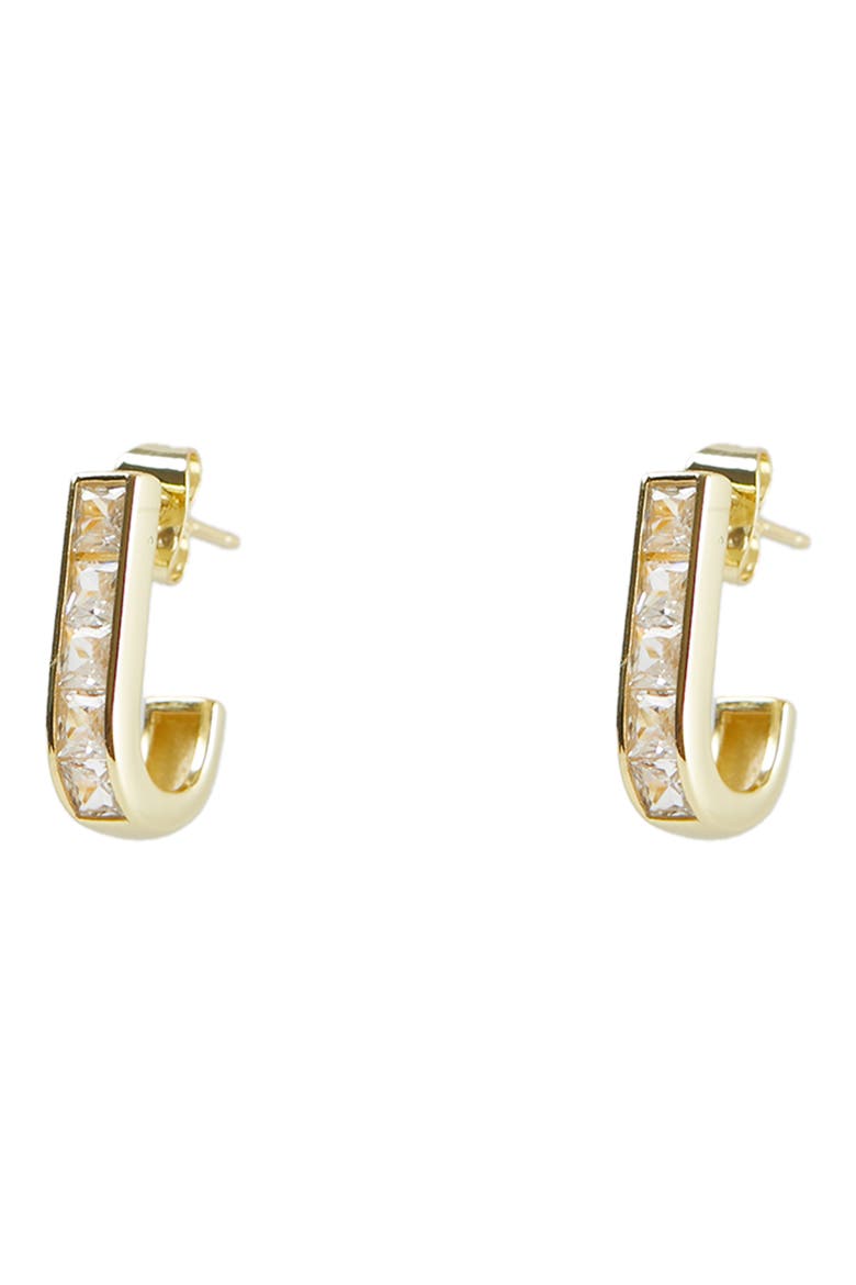 Princess Cubic Zirconia Hoop Earrings, Main, color, GOLD