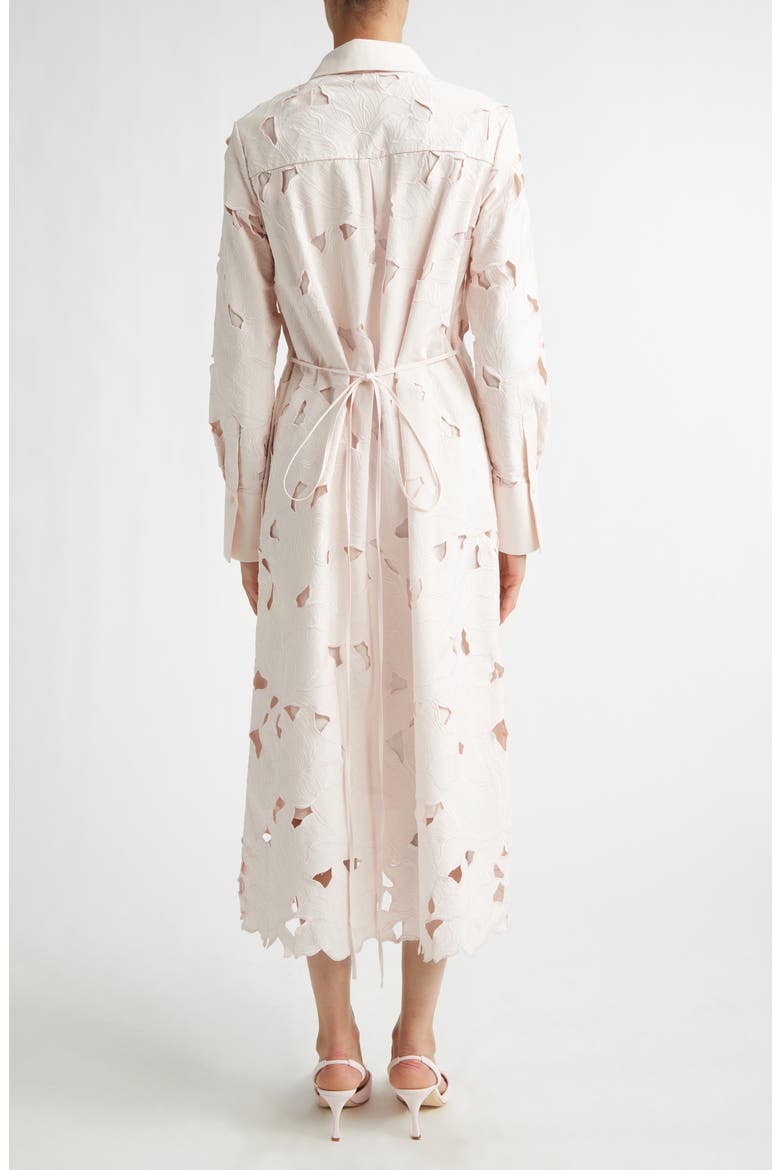 Floral Cutwork Belted Long Sleeve Poplin Shirtdress, Alternate, color, CAMEO PINK