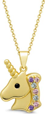 Lily Nily Kids' Pavé Cubic Zirconia Unicorn Pendant Necklace