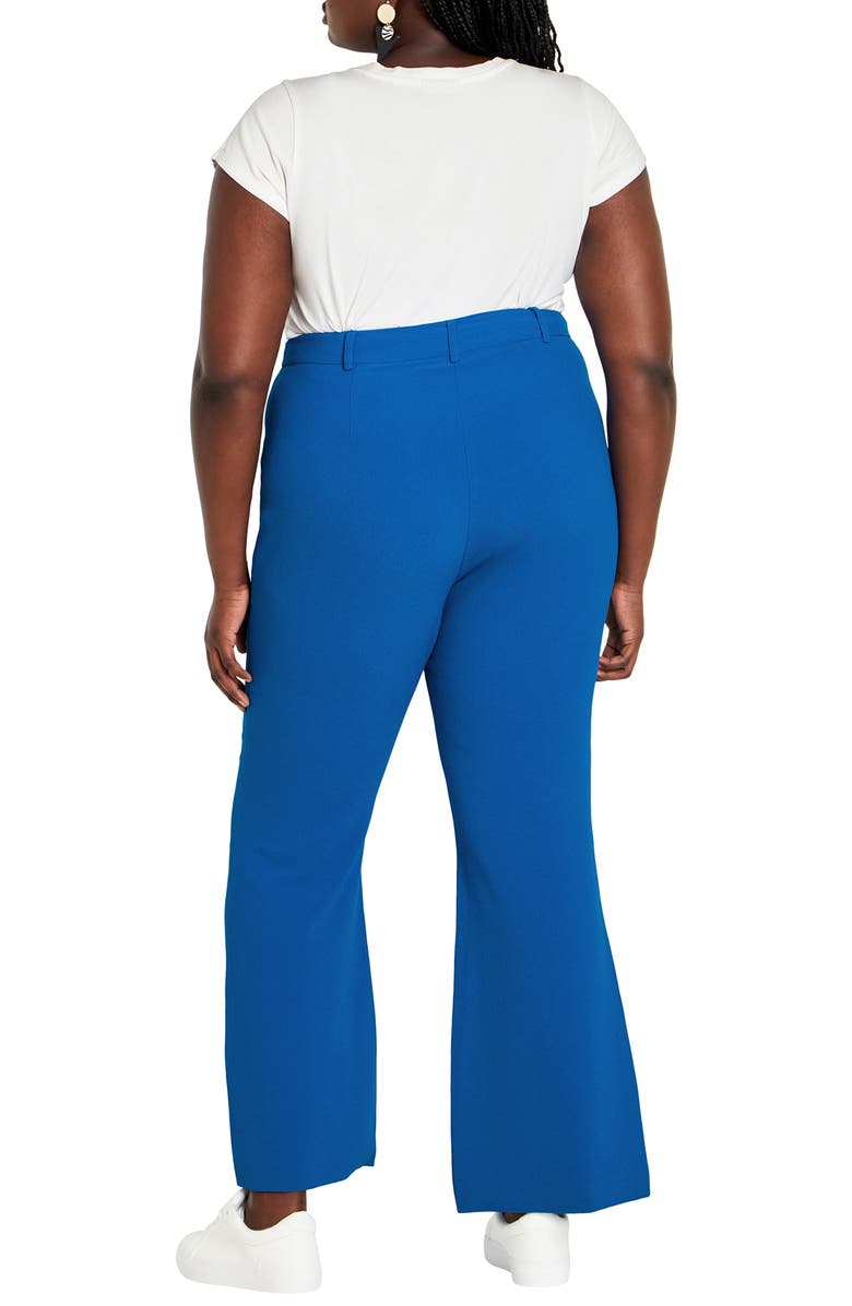 City Chic Kiana Split Hem High Waist Flare Pants, Alternate, color, Blue
