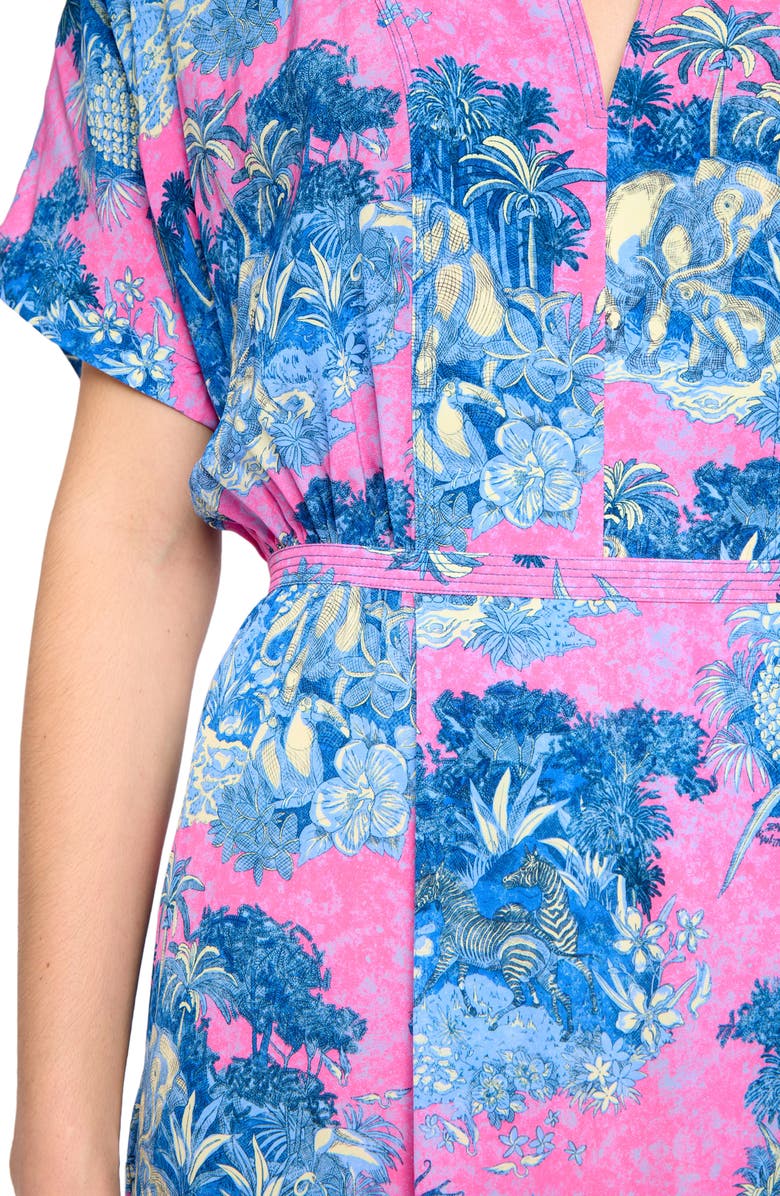 Zadig & Voltaire Riaz Wild Jungle Print Crepe Midi Dress, Alternate, color, Lady