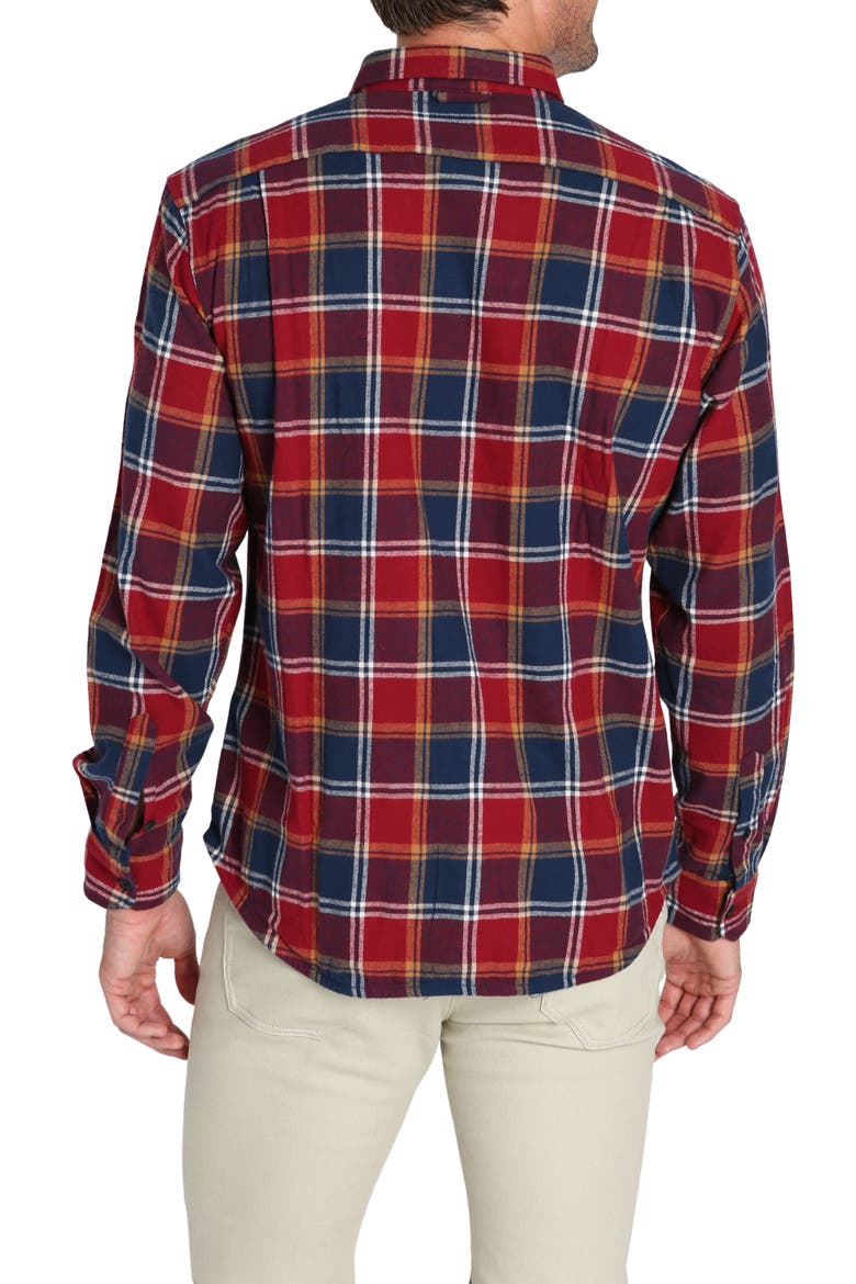 Plaid Long Sleeve Stretch Cotton Button-Up Shirt, Alternate, color, RED NAVY PLAID FLANNEL