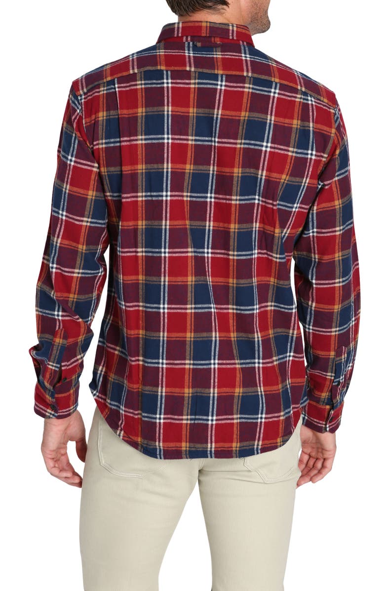JACHS Plaid Long Sleeve Stretch Cotton Button-Up Shirt, Alternate, color, Red Navy Plaid Flannel
