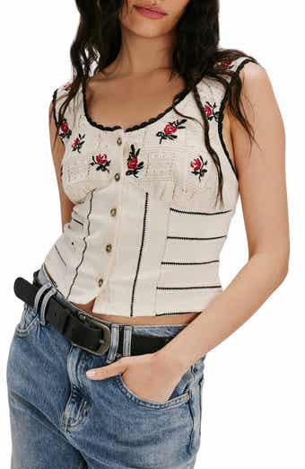 Free People Rose Bud Pointelle Knit Tank