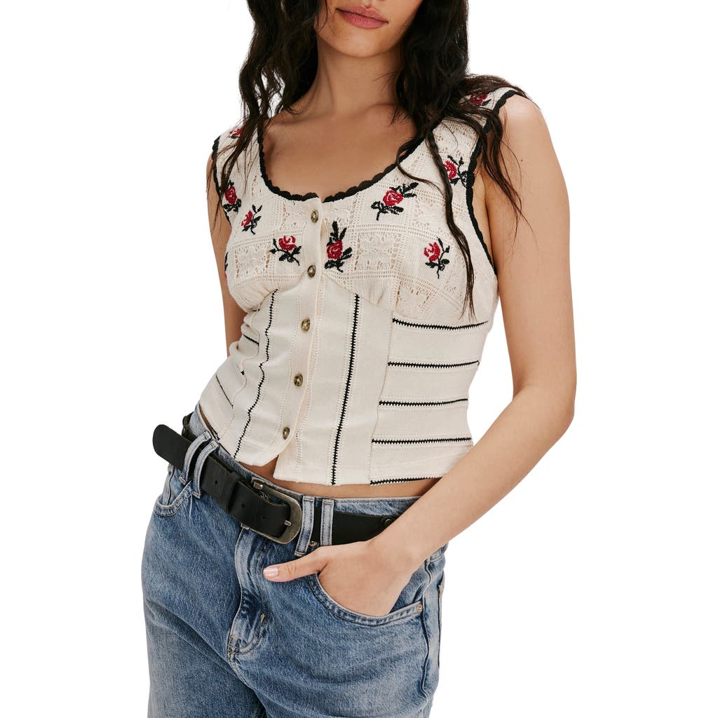 Free People Rose Bud Pointelle Knit Tank In Multi