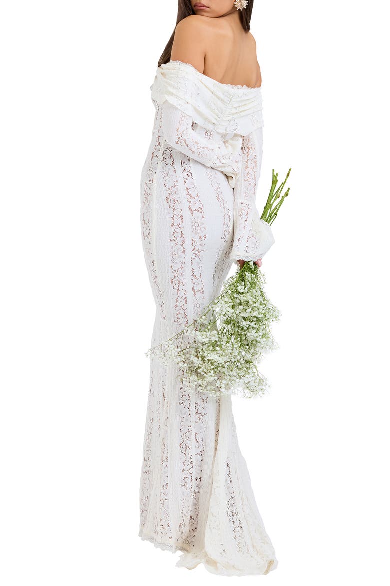 belle off the shoulder dress Belle Off the Shoulder Long Sleeve Mermaid Gown (Women)