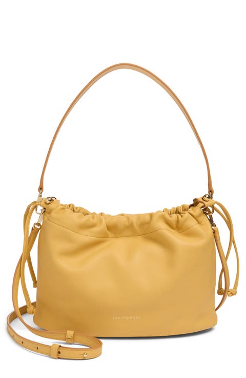Midi Leather Drawstring Handbag
