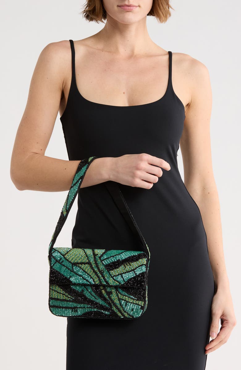 Jessica McClintock Laila Beaded Clutch, Alternate, color, Leaf Pring