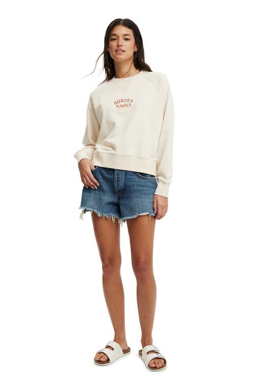 COTTON ON CLASSIC FLEECE GRAPHIC RAGLAN CREW SWEATSHIRT 