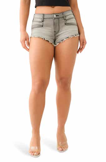 True Religion Cheeky Fray Hem Cutoff Denim Shorts