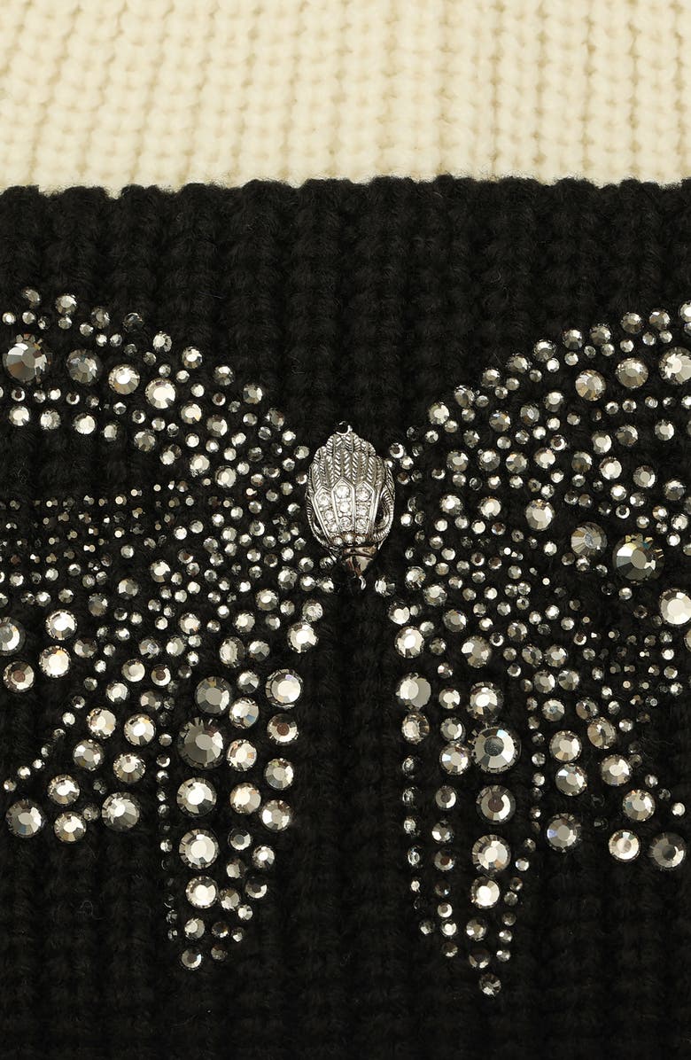 Kurt Geiger London Belgravia Bow Colorblock Beanie, Alternate, color, Black/ Bone