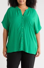T Tahari Elbow Sleeve Button-Up Shirt