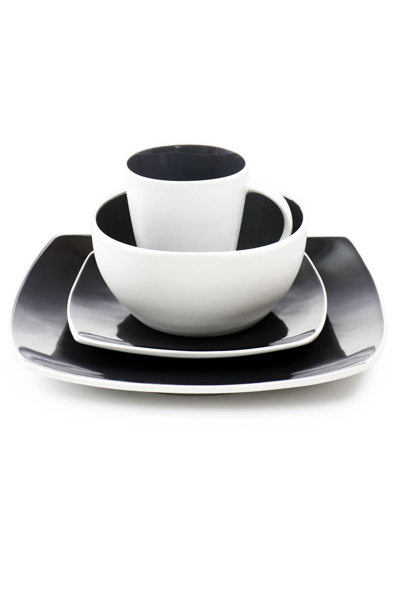 16 Piece Stoneware Dinnerware Set, Alternate, color, Black