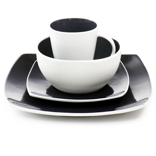 Gibson Elite 16 Piece Stoneware Dinnerware Set In White