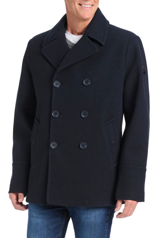 Vince Camuto Double Breasted Water Resistant Coat In Blue
