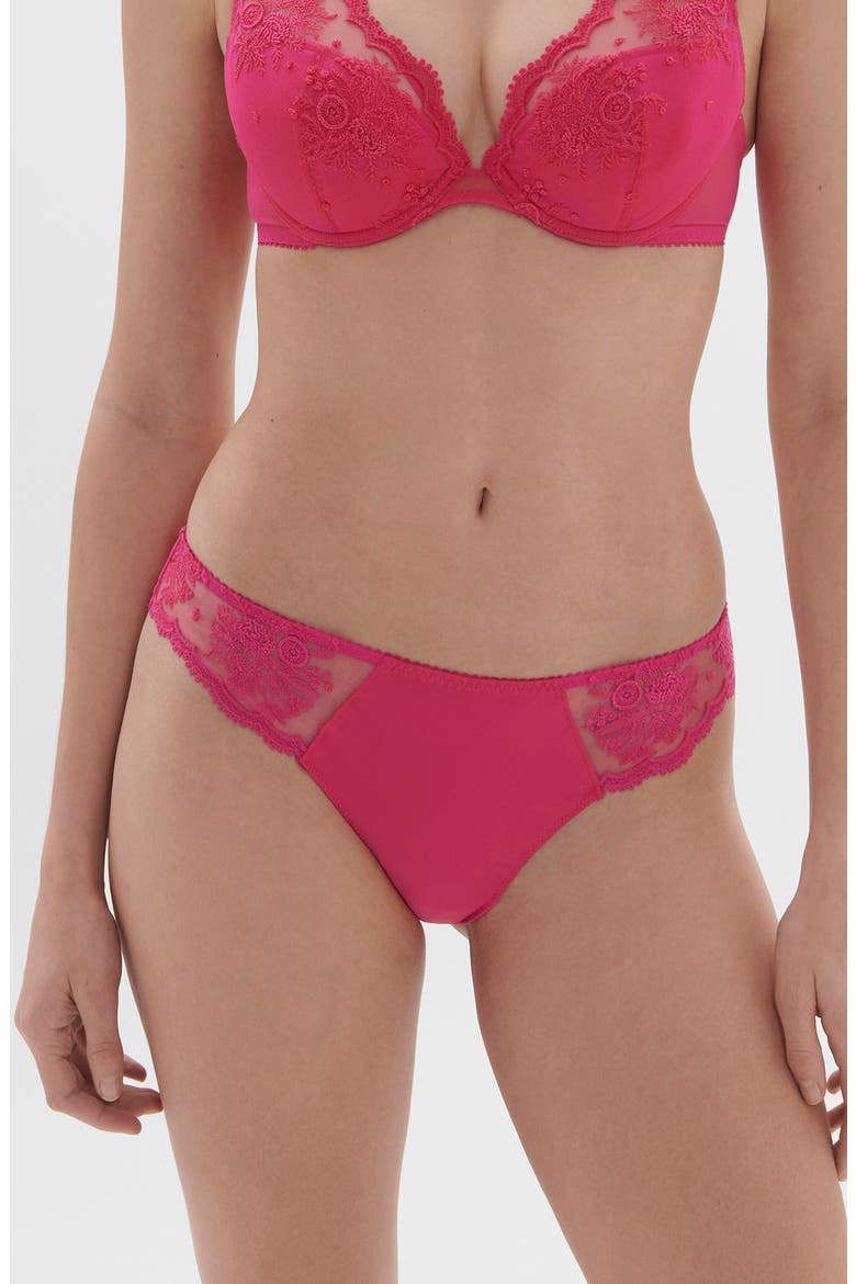 Intrigue Embroidered Bikini, Alternate, color, DISCO PINK